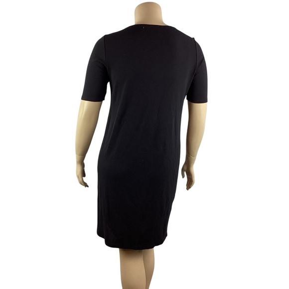 Eileen Fisher Black Short Sleeve Scoop Neck Stretch Mini Dress L - Picture 5 of 7